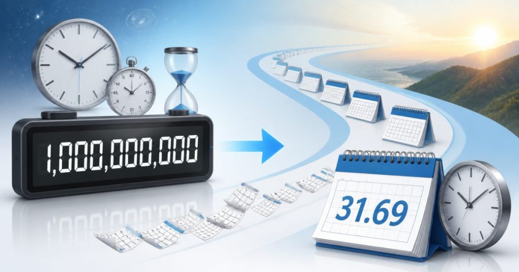 Minh họa 1 tỷ giây tương đương gần 32 năm