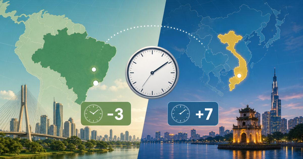 Bảng so sánh giờ Brazil và Việt Nam
