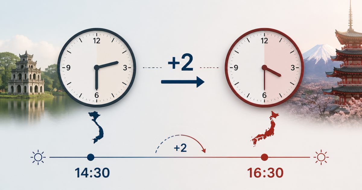 Nhật Bản chênh Việt Nam mấy tiếng?