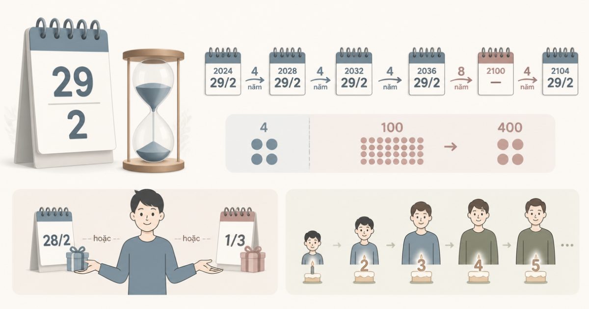 Tóm tắt nhanh quy luật ngày 29/2 - sinh ngày 29/2 bao lâu có sinh nhật đúng ngày