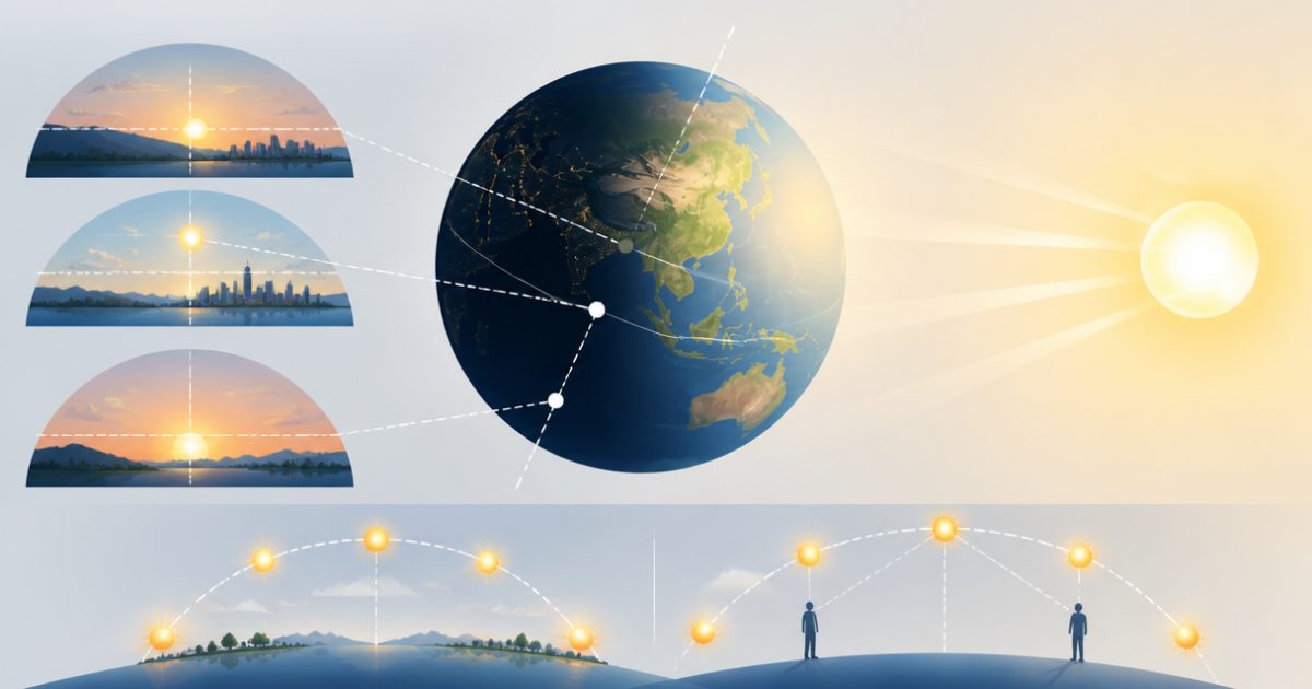 Câu trả lời ngắn: Vì sao Mặt Trời không mọc lúc 6 giờ và lặn lúc 18 giờ? - vì sao Mặt Trời không mọc đúng 6 giờ