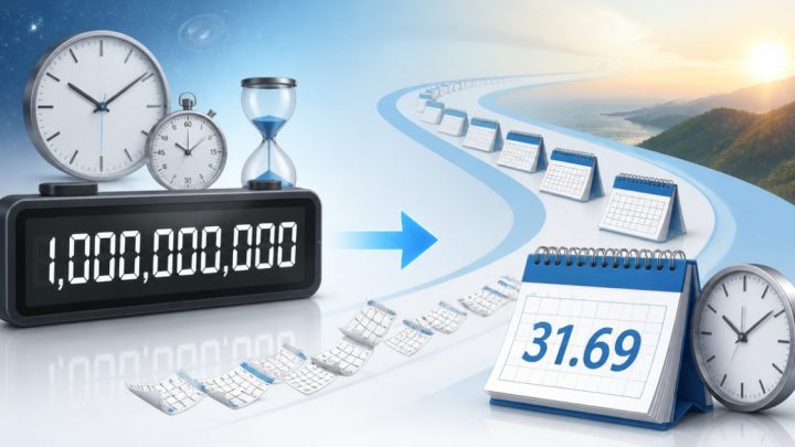 Minh họa 1 tỷ giây tương đương gần 32 năm