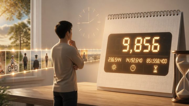 Minh họa cách tính số ngày đã sống từ ngày sinh đến hiện tại