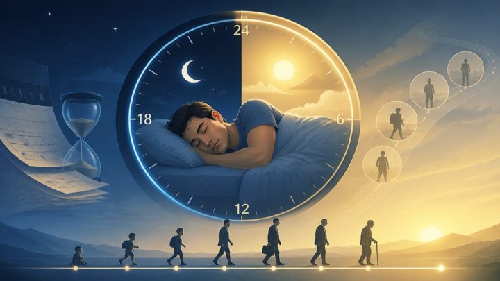 Minh họa một phần ba cuộc đời dành cho giấc ngủ khi ngủ 8 tiếng mỗi ngày