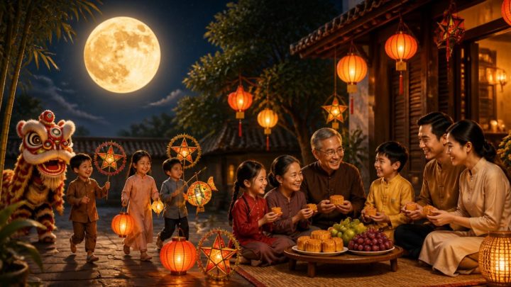 Gia đình và trẻ em Việt Nam đón Trung Thu dưới ánh trăng Rằm tháng 8